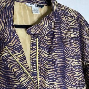 Vintage Track Suit / Puffer Jacket Silk Size M Zebra Animal Print